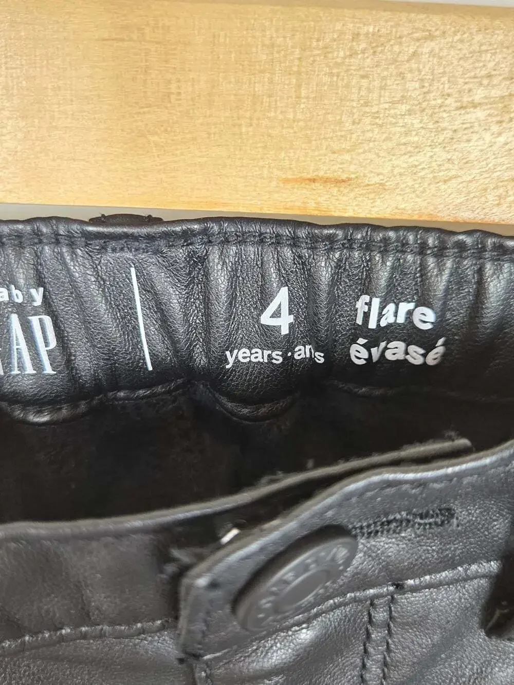 Baby Gap Girls Size 4 Black Faux Leather Flare Pants Y2K
